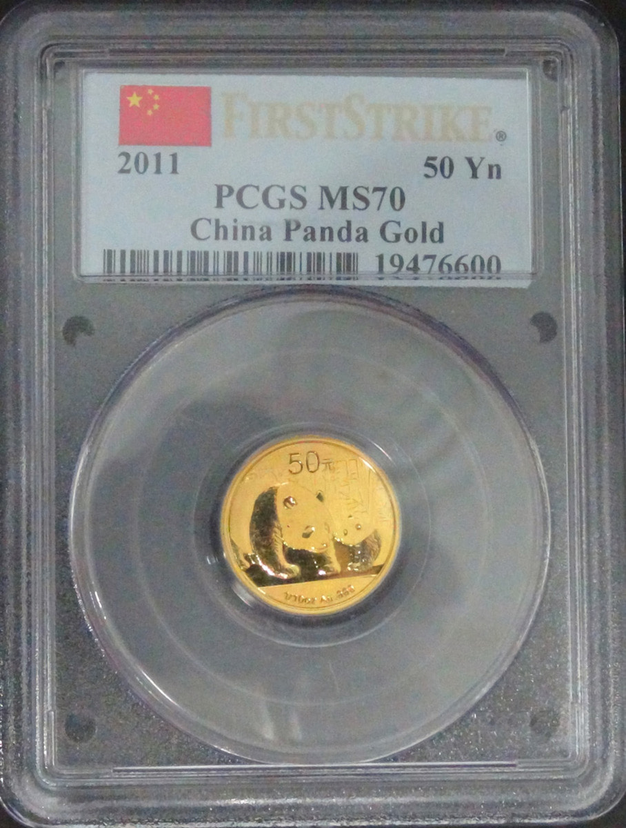 중국 2011년 팬더 1/10oz 금화 PCGS 70등급  