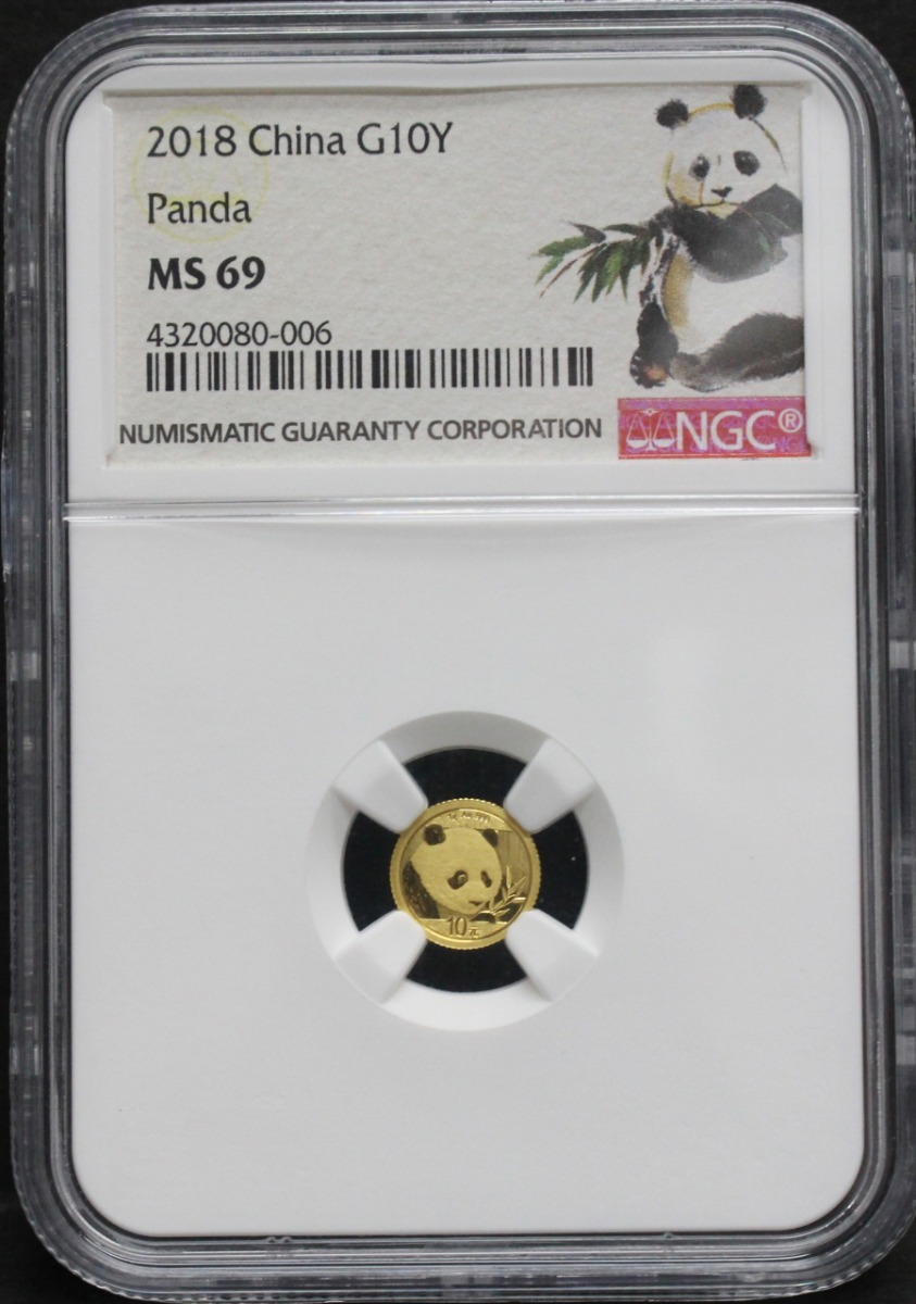 중국 2018년 팬더 1g (구, 1/20oz) 금화 NGC 69등급