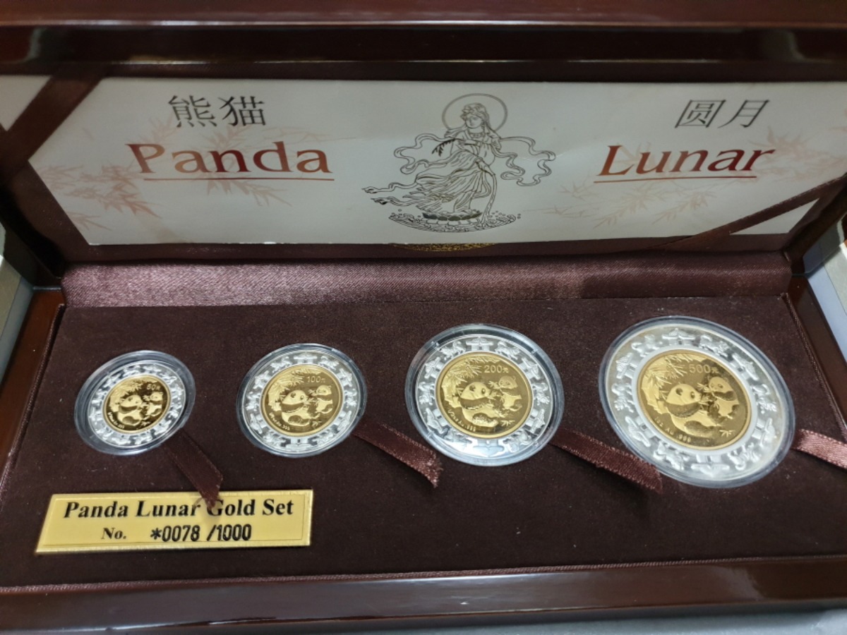 중국 2006년 팬더  (개의해 기념 바이메탈) 금화 4종 세트