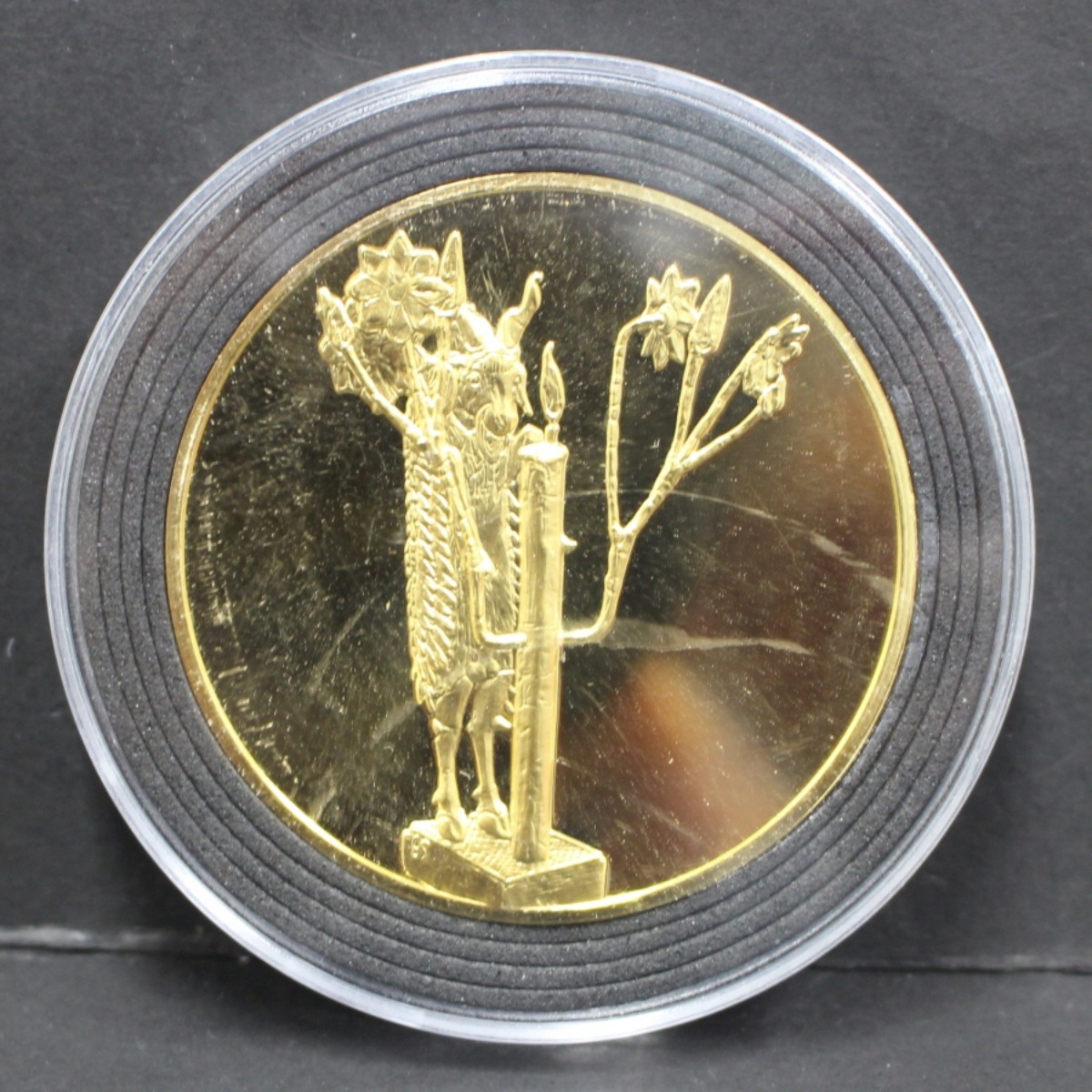 미국 (프랭클린 민트) 덤불 속의 램 금도금 2oz 은 메달