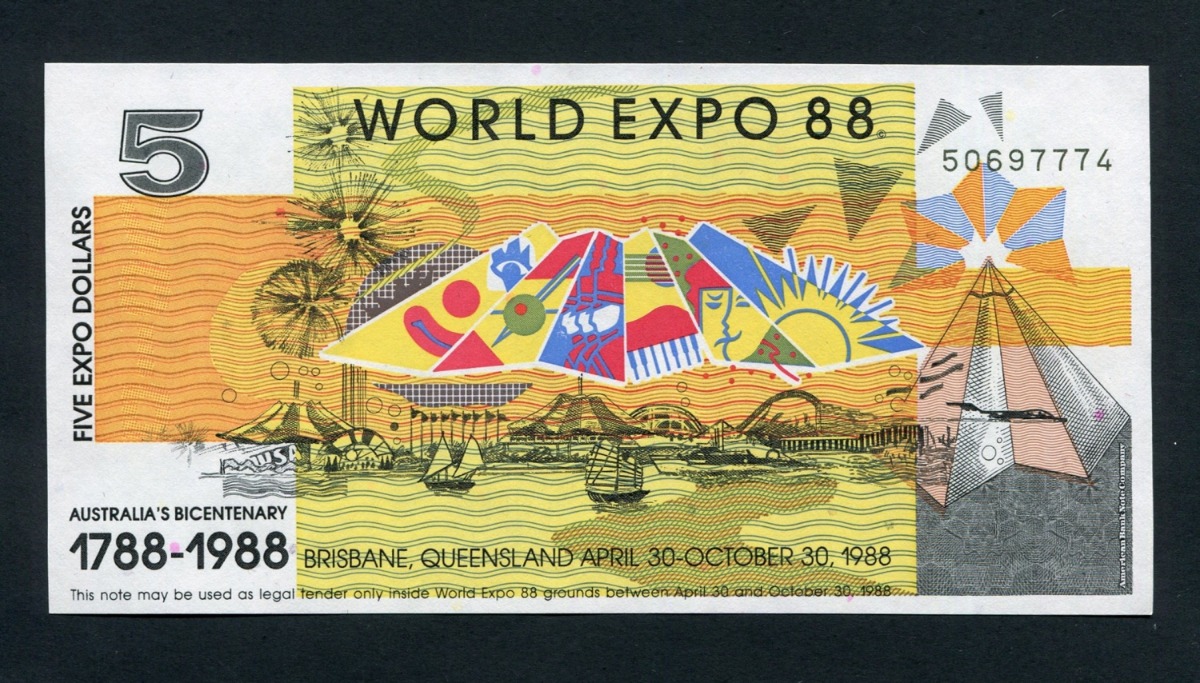 호주 1988년 브리즈번 엑스포 (세계 박람회) 기념 5달러 미사용