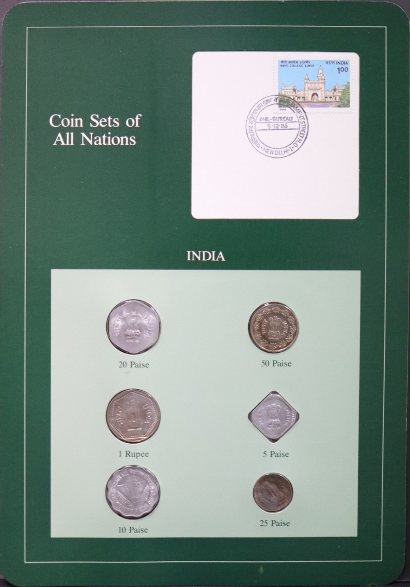 세계의 현행주화 인도 1974~1986년 6종 미사용 주화 및 우표첩 세트