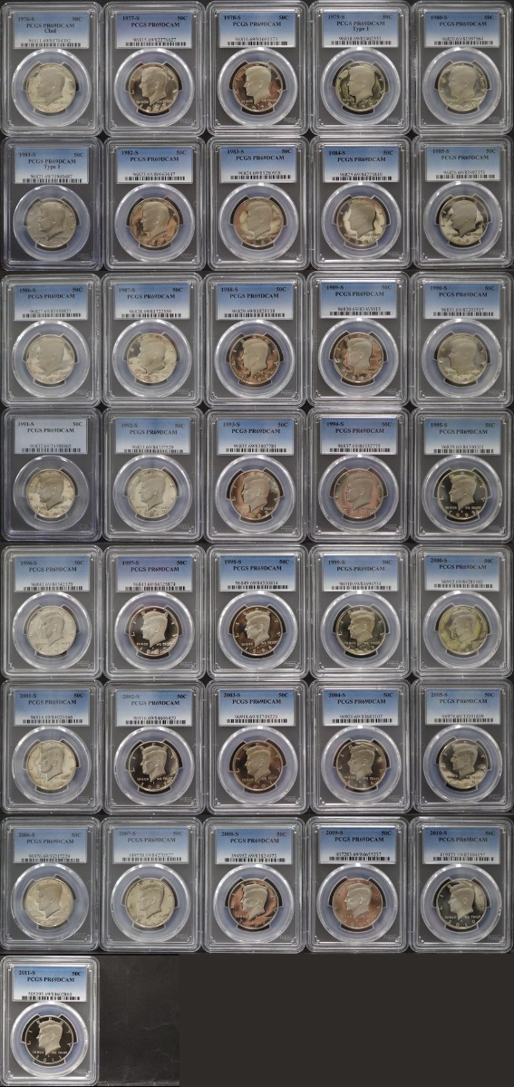 미국 케네디 하프달러 (half dollar) 프루프 (1976년~2011년) 36개 풀 세트 PCGS 69등급