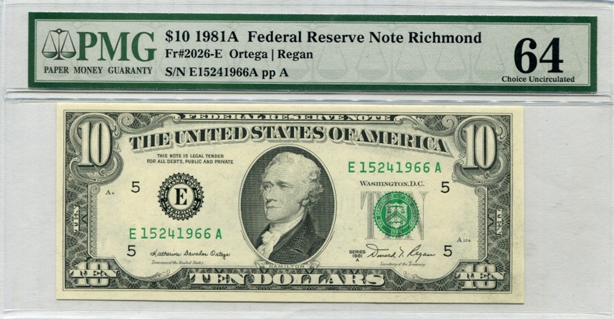 미국 1981년 10$ 10달러 PMG 64등급