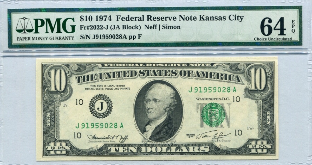 미국 1974년 10$ 10달러 PMG 64등급