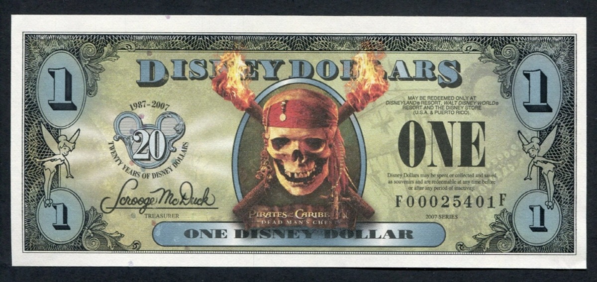 미국 2007년 디즈니 캐리비안 해적 1달러 미사용