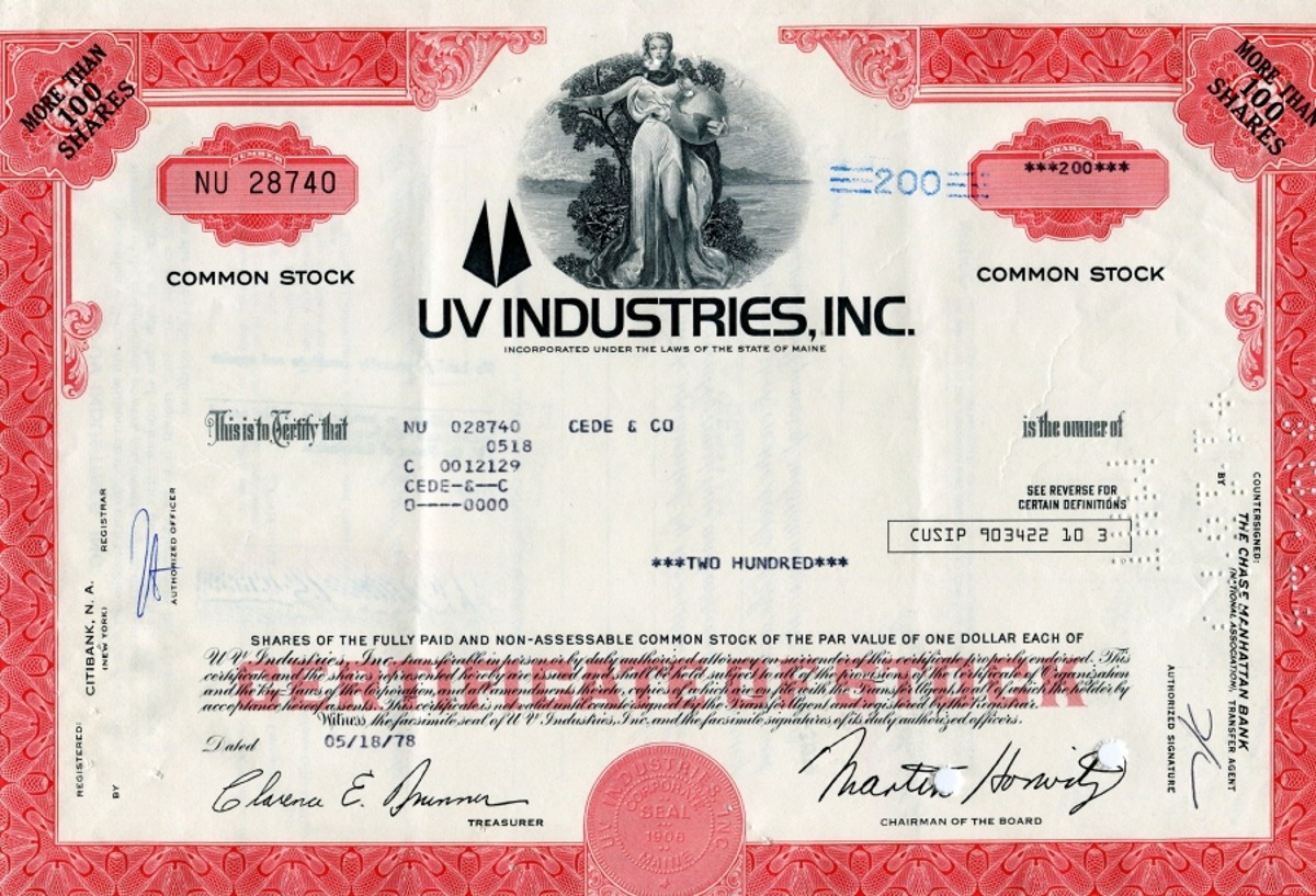미국 1978년 UV Industries Inc 채권