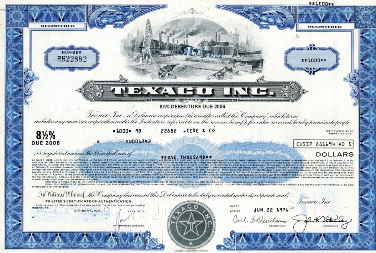 미국 1976년 텍사코 회사 채권
