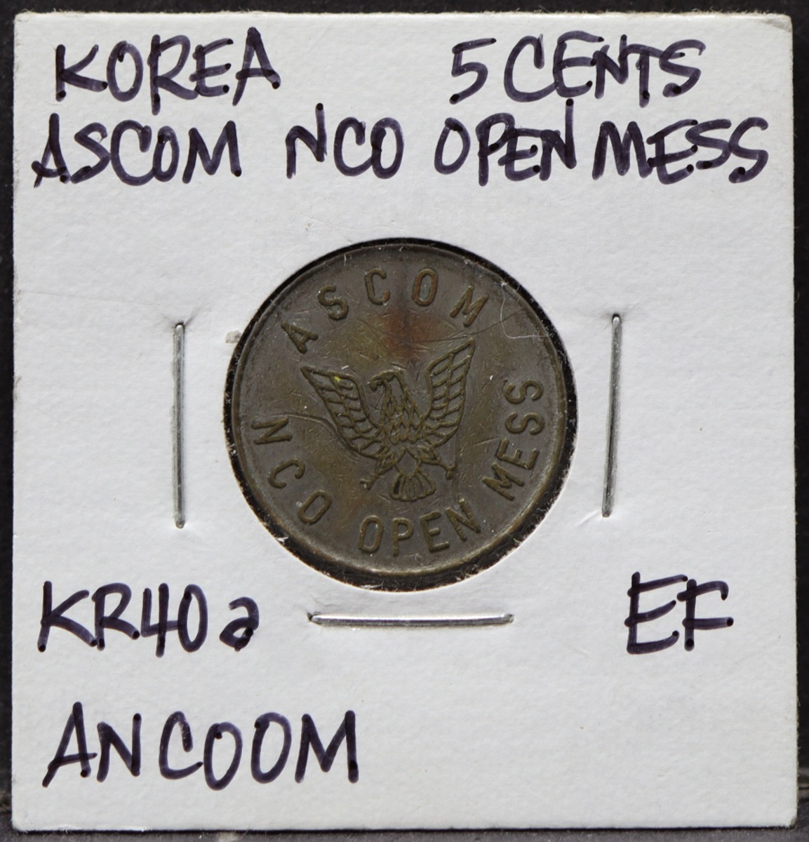한국 주한미군 (미국 부사관) 사용 Ascom  NCO Open Mess 토큰 (메달)