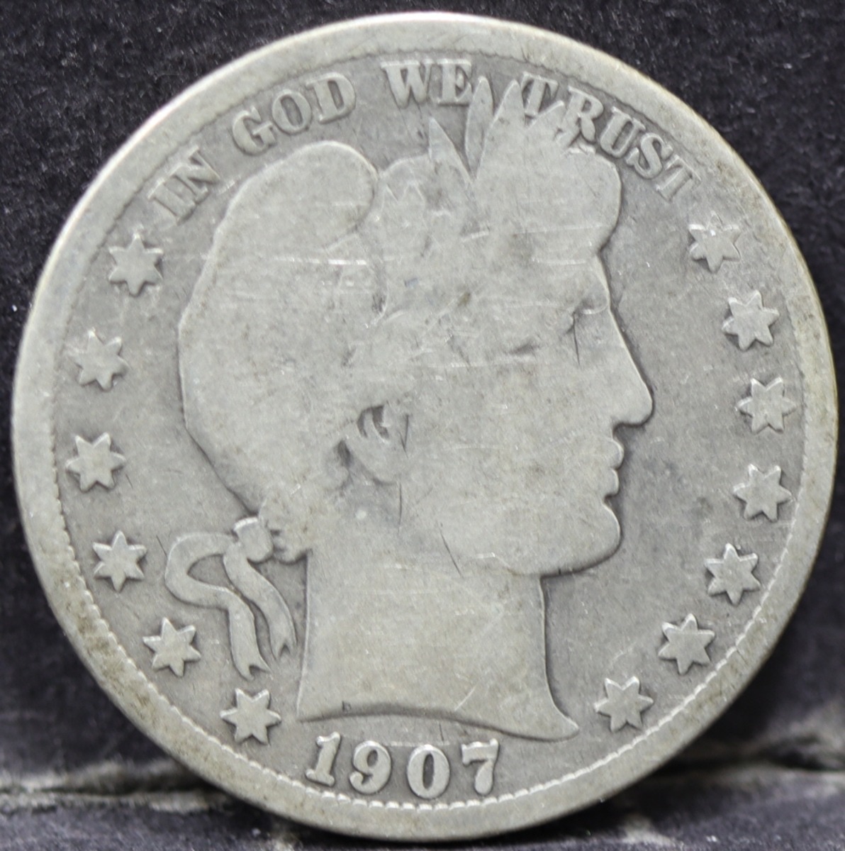 미국 1907년 (D) 바버 하프 달러 50센트 은화 사용제
