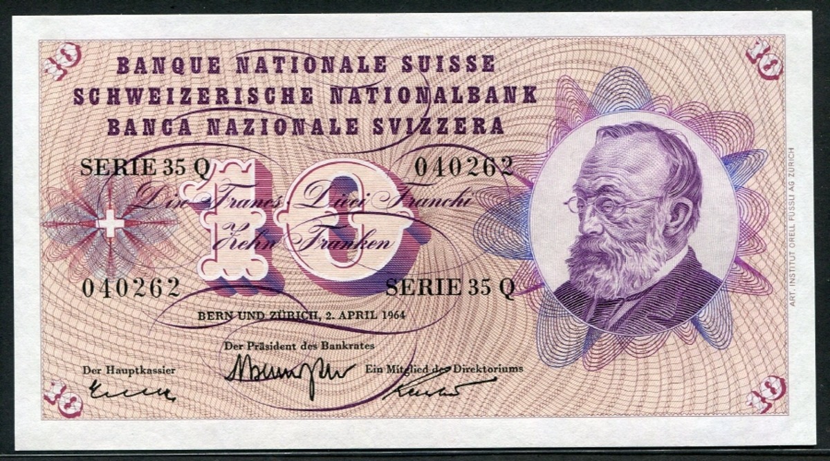 스위스 1964년 10프랑 미사용