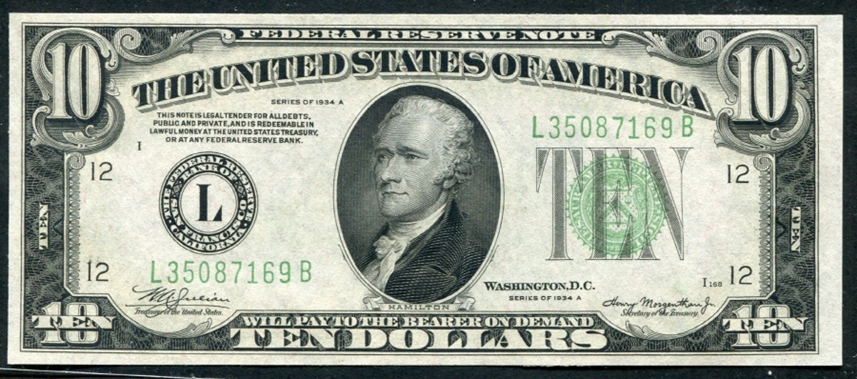 미국 1934년 10달러 미사용