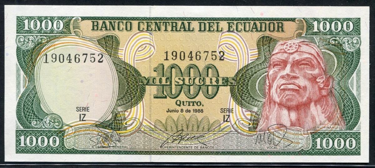 에콰도르 1988년 1000수크레 미사용