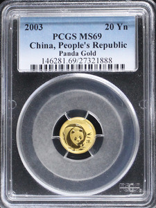중국 2003년 팬더 1/20oz 금화 PCGS 69등급