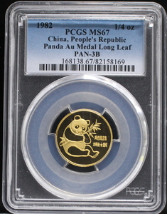 중국 1982년 팬더 1/4oz 금화 PCGS 67등급 
