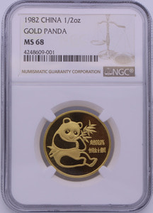 중국 1982년 팬더 1/2oz 금화 NGC 68등급 