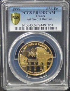 프랑스 1999년 유럽 건축물 -  그리스 양식 금화 PCGS 69등급