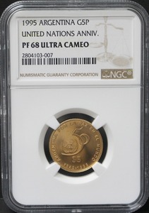 아르헨티나 1995년 UN 50주년 기념 금화 NGC 68등급