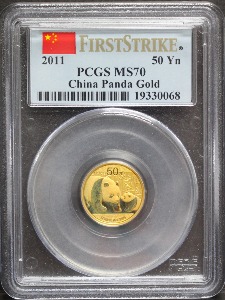 중국 2011년 팬더 1/10oz 금화 PCGS 70등급