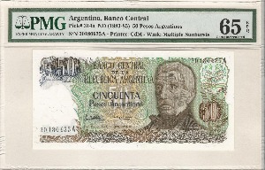 아르헨티나 1983~1985년 50페소 PMG 65등급