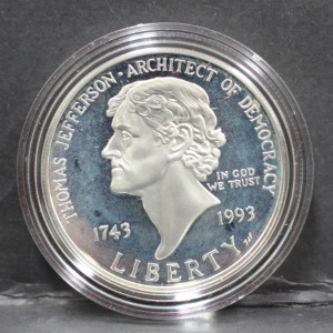 미국 1993년 행운의 2달러 도안 - 토마슨 제퍼슨 250주년 기념 은화