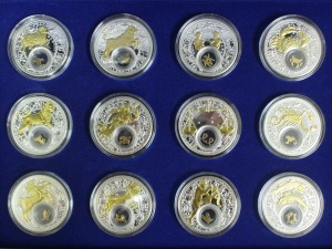 벨라루스 2013년 조디악 (십이궁도, 12개의 별자리) 금도금 피규어 모형 삽입 은화 12종 세트