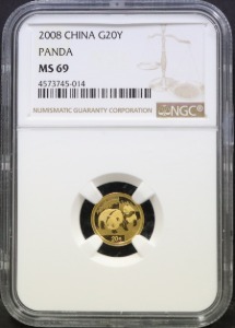 중국 2008년 팬더 1/20oz 금화 NGC 69등급