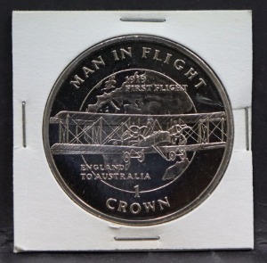 맨섬 1994년 비행사 (Man in Flight) - 영국에서 호주로 가는 첫 비행 기념 1크라운 백동화