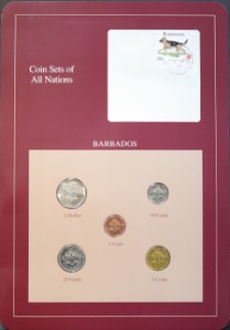 세계의 현행주화 바베이도스 1992~1996년 5종 미사용 주화 및 우표첩 세트