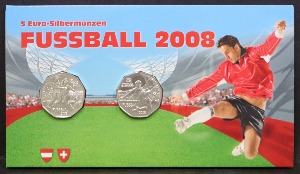 오스트리아 2008년 UEFA (유럽 축구 리그) 기념 은화 2종 민트첩