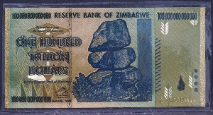 짐바브웨 2008년 100조 달러 금박 지폐