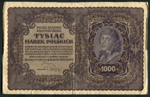 폴란드 1919년 100000마르카 (Marek, 마렉, 마르크) 대형 지폐 극미품