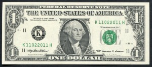 미국 1999년 1달러 레이더 (1102 2011) 미사용