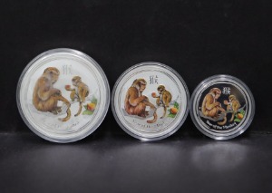 호주 2016년 원숭이의해 색채 은화 3종 (2oz, 1oz, 1/2oz) 세트