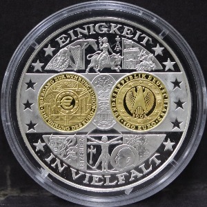 독일 2001년 독일 화폐 (주화) 1200년 역사를 표현한 - 2002년 최초 유로화 100유로 기념 금화 도안 은메달
