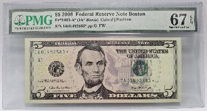 미국 2006년 5$ 5달러 스타 노트 (보충권) PMG 67등급