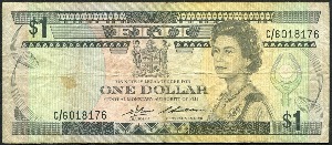 피지 1980년 1달러 지폐 사용제