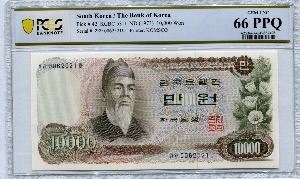 [세일] 한국은행 가 10,000원권 1차 만원권 00포인트 PCGS 66등급