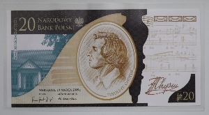 폴란드 2010년 쇼팽 탄생 200주년 기념 지폐 미사용
