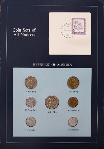 세계의 현행주화 오스트리아 1986~1987년 7종 미사용 주화 및 우표첩 세트