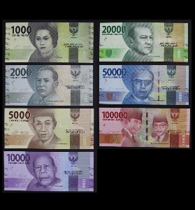 인도네시아 2016~2019년 현행 지폐 7종 세트 (1000~100000루피아) 미사용