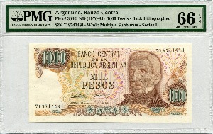 아르헨티나 1976~1983년 1000페소 PMG 66등급