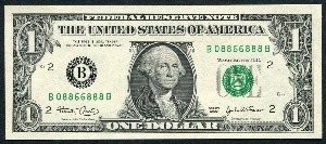 미국 2003년 1달러 6&amp;8 이쁜번호 (08866888) 미사용