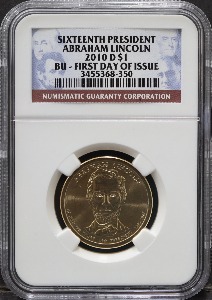 미국 2010년 역대 대통령 1$ 기념 주화 - 16대 아브라함 링컨 NGC 인증