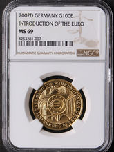 독일 2002년 최초 유로화 100유로 금화 NGC 69등급