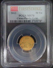중국 2013년 팬더 1/10oz 금화 PCGS 70등급  