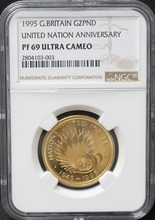 영국 1995년 UN 50주년 기념 금화 NGC 69등급