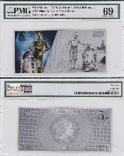 니우에 2018년 스타워즈 - C-3PO &amp; R2-D2 지폐형 은화 PMG 69등급