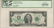 미국 1976년 2달러 미재무부 국장 사인 (자필서명) 인증 지폐 PCGS 65등급