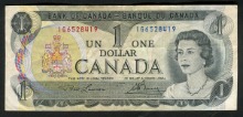 캐나다 1973년 1달러 젊은 시절 엘리자베스 도안 미품